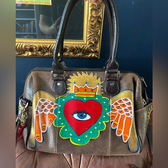 SOLDSOLDSOLD Leather hand painted vintage Piel bag - Picture 6 of 10